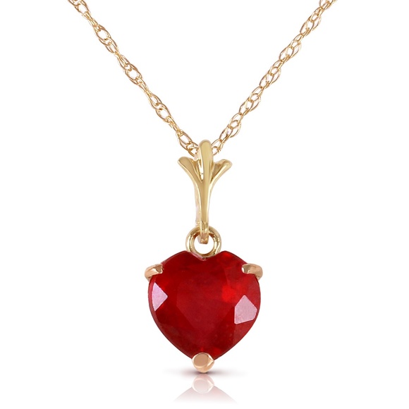 14K. SOLID GOLD NECKLACE WITH NATURAL HEART RUBY - Picture 2 of 6
